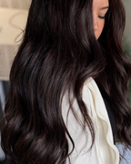 Coffee Bean a rich brunette hair extension shade installed